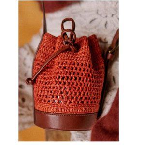 Sezane micro farrow raffia bucket bag